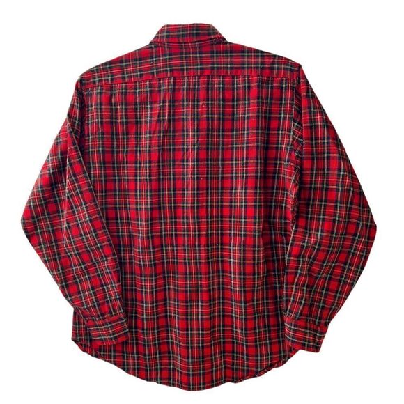 VTG Sir Pendleton Red Check Plaid Wool Oxford Button Down Shirt Size Large - Picture 5 of 5